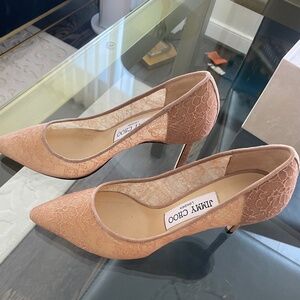 Jimmy Choo Romy 85 floral lace ballet pink